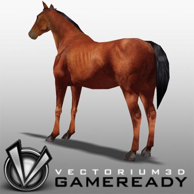 3D Model of Low Poly Game Ready Animals - Arab Horse - 3D Render 1